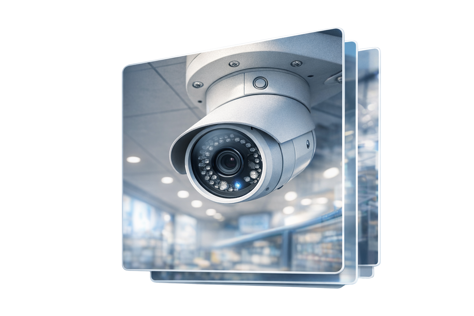 無人店舗を見守る防犯カメラ